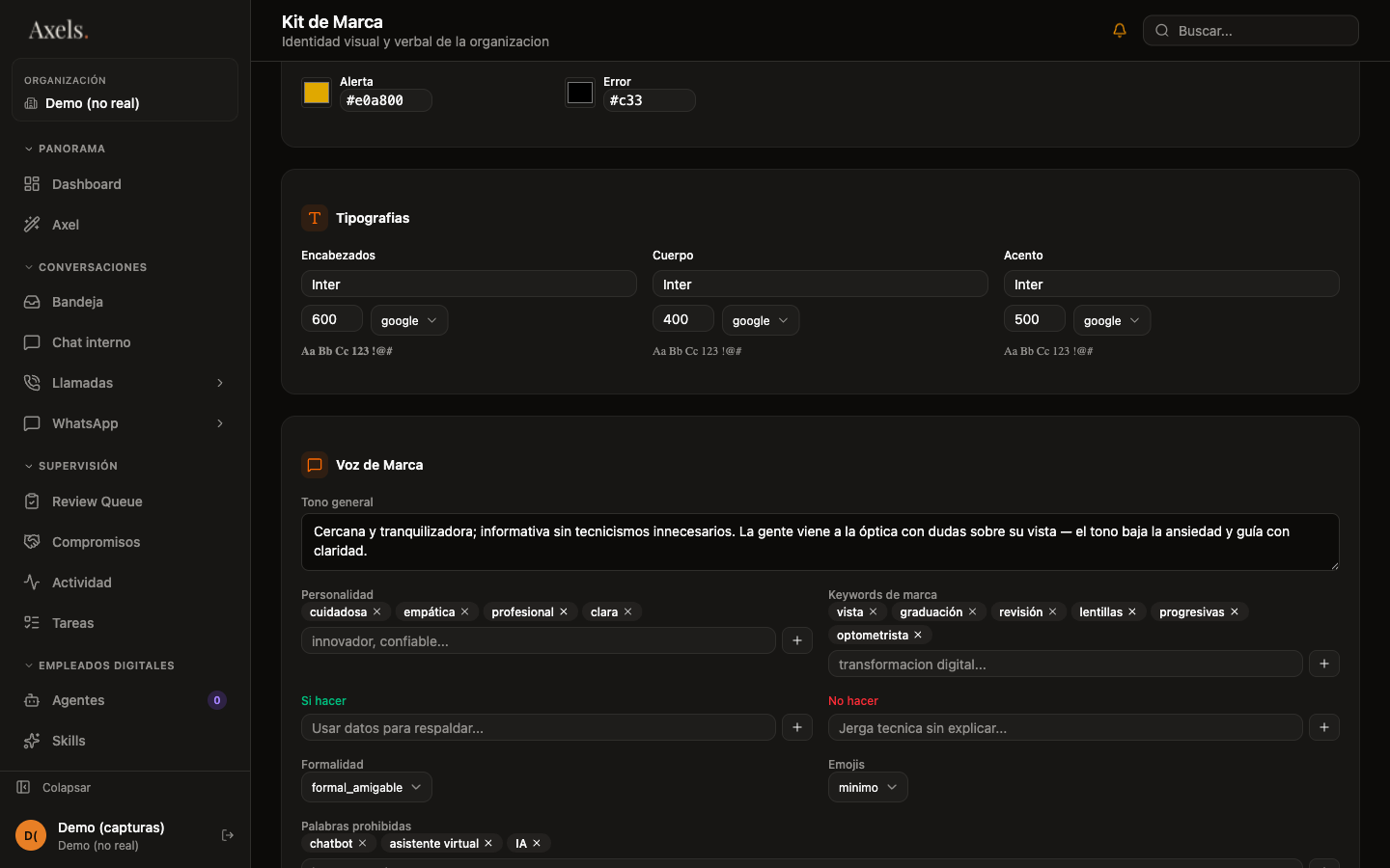 Brand kit — voz de marca: tono, personalidad, formalidad